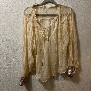 Free people sheer peasant blouse